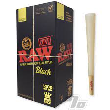 [716165252061] Raw- Black King Size Classic Cone 3ct