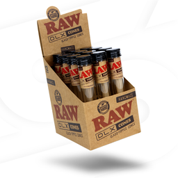 [716165254171] Raw- DLX Cannon Glass Tipped Cones - 12CNT  (RAWLUXECANNONDISP)