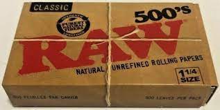 Raw Classic Natural Unrefined Rolling Papers 1 1/4 - 20 Per Box 500's (RAW500)