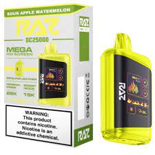 Raz- Sour Apple Watermelon 25000 Puffs- 5 Count Display