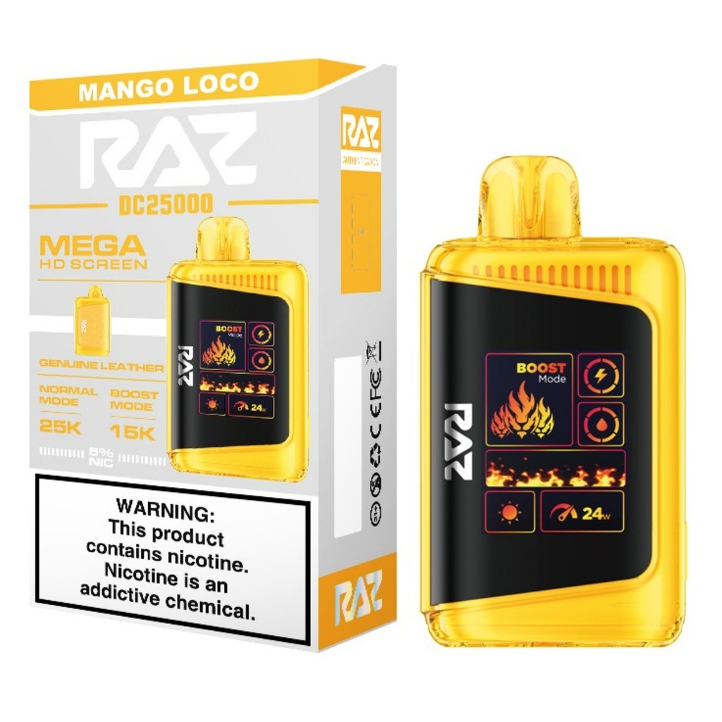 Raz- Mango Loco 25000 Puffs- 5 Count Display