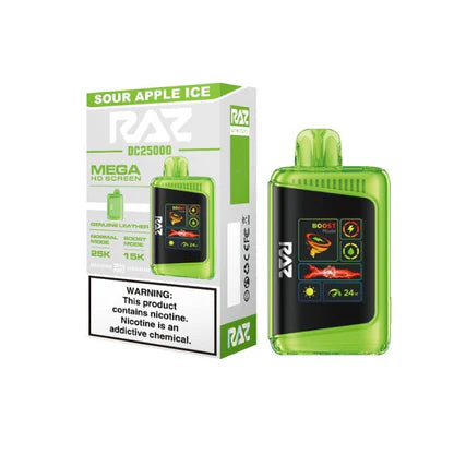 Raz- Sour Apple Ice 25000 Puffs- 5 Count Display