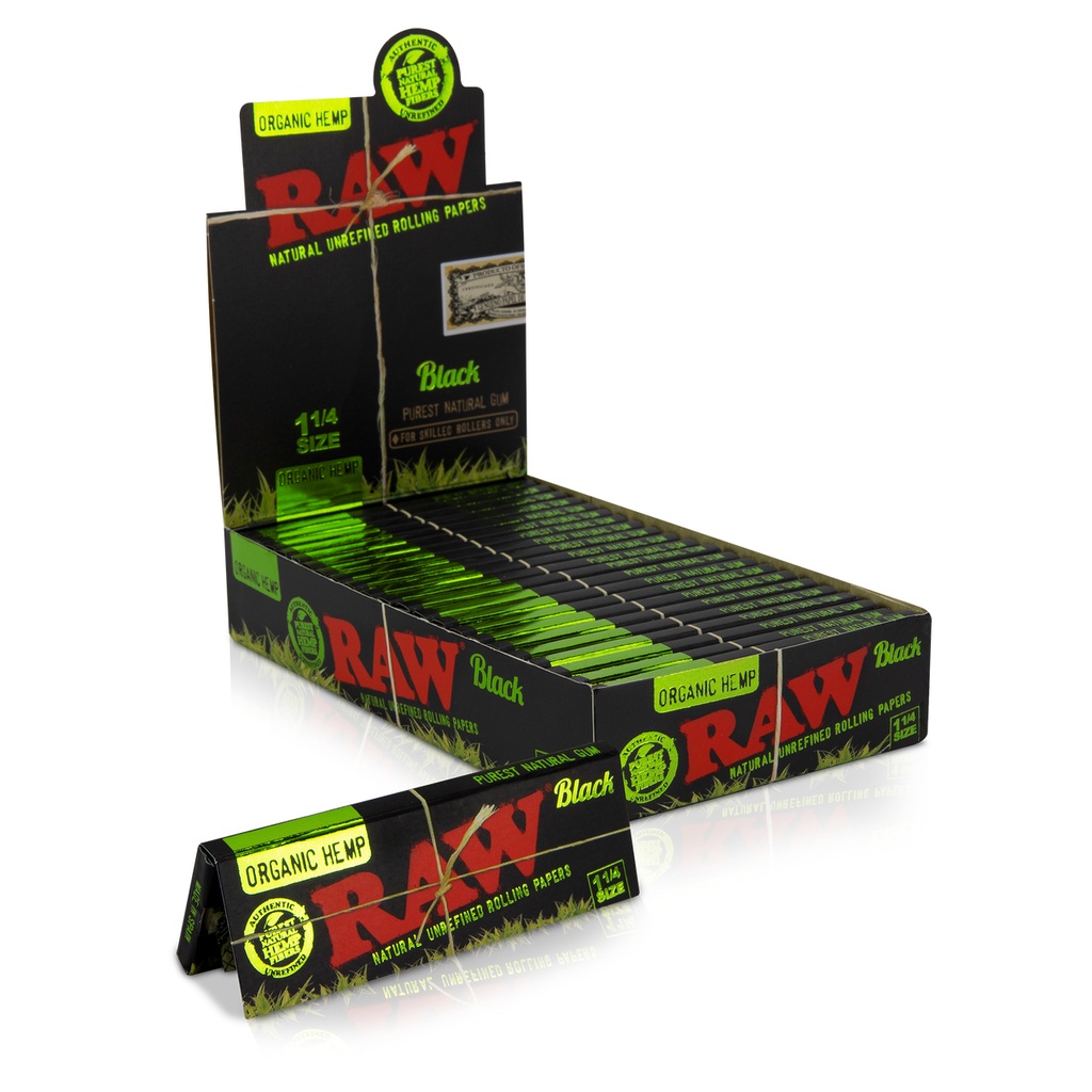 RAW Black Organic Hemp Paper 1 1/4 box of 24 | Carytown Tobacco Inc.