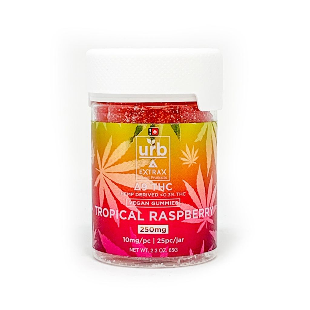 URB: Tropical Raspberry Gummies 250mg 25 Pieces | Carytown Tobacco Inc.